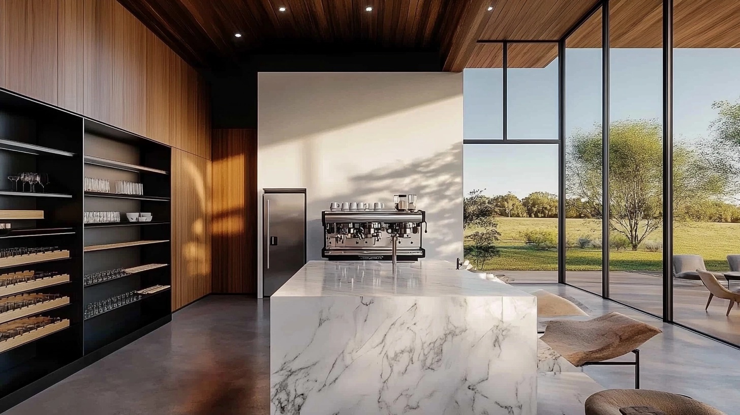 Coffee bar built inside a pantry door