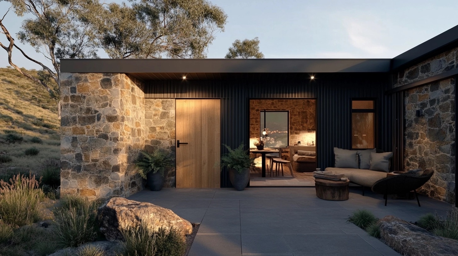 Stone and corrugated iron exterior